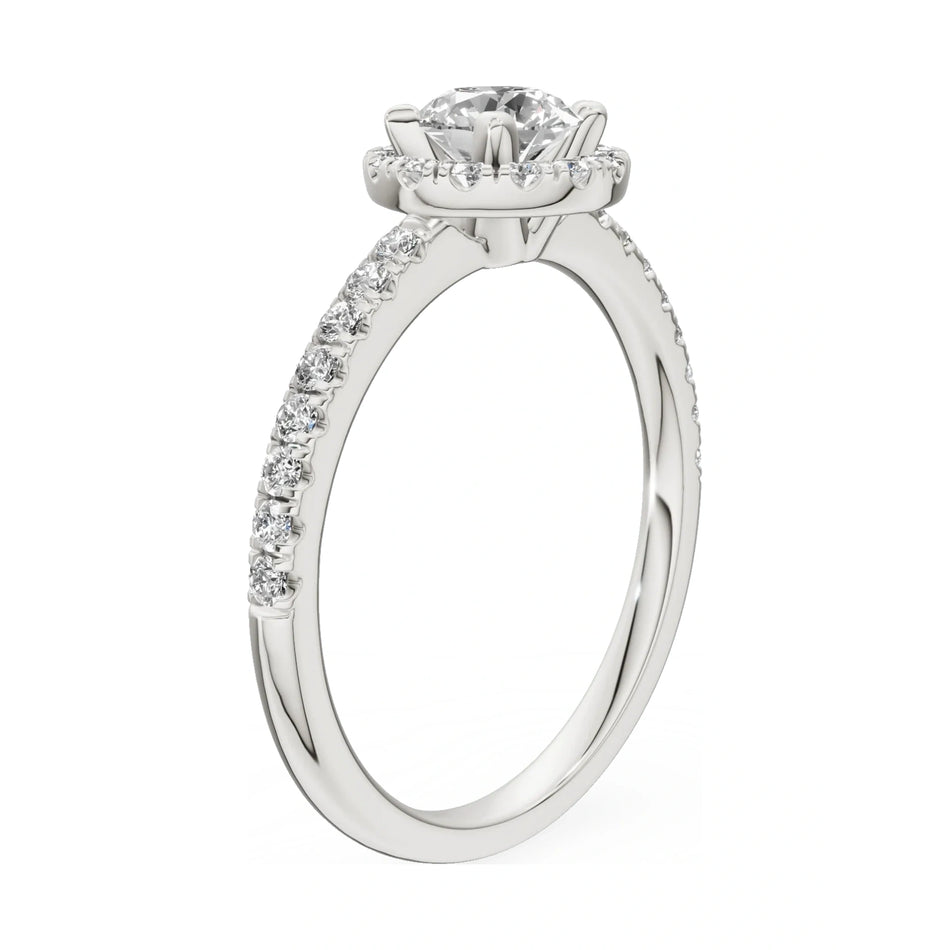 14K white gold GREMARI Seven Icon ring with 0.50 ct round-cut natural diamond