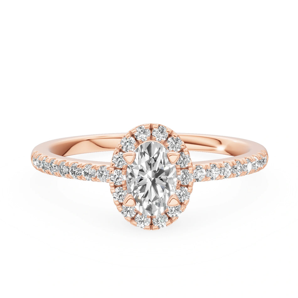 Rose Gold 14K (585) Engagement Ring - Gremari Seven Icon with 0,30ct Lab Grown Diamond, Oval Cut