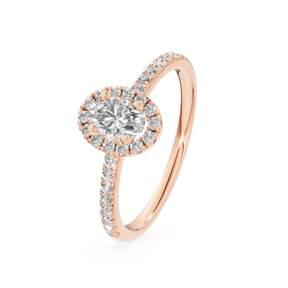 Rose Gold 14K (585) Engagement Ring - Gremari Seven Icon with 0,30ct Lab Grown Diamond, Oval Cut