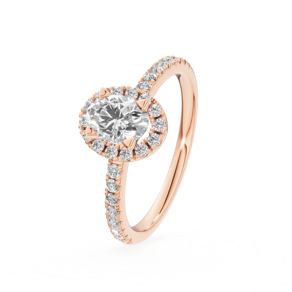 Rose Gold 14K (585) Engagement Ring - Gremari Seven Icon with 0,50ct Lab Grown Diamond, Oval Cut