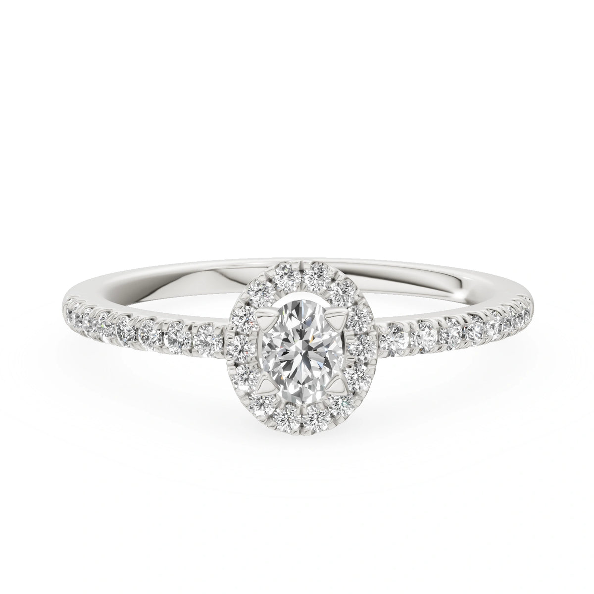 Bague de fiançailles en or blanc 14 carats (585) - Gremari Seven Promise avec diamant cultivé en laboratoire de 0,15 ct, taille ovale