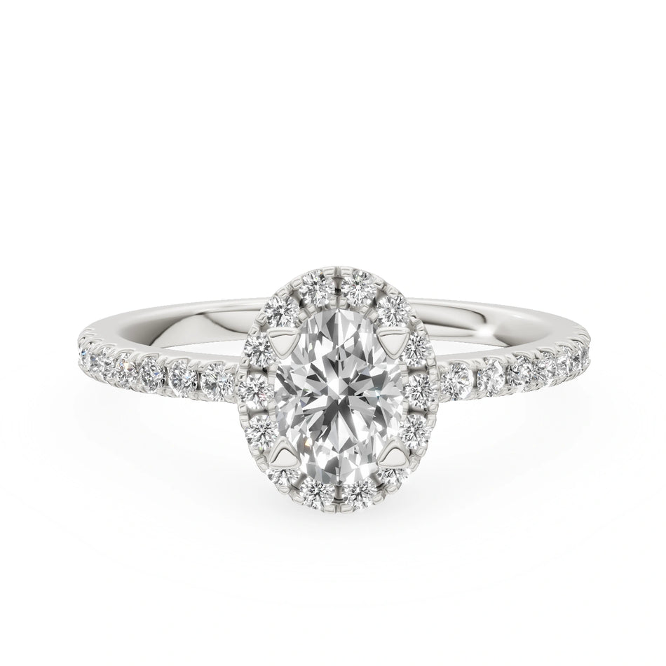 White Gold 14K (585) Engagement Ring - Gremari Seven Icon with 0,50ct Lab Grown Diamond, Oval Cut