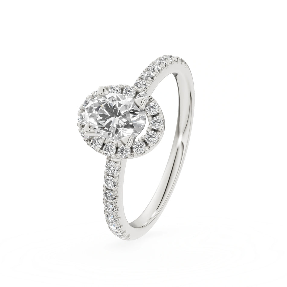 White Gold 14K (585) Engagement Ring - Gremari Seven Icon with 0,50ct Lab Grown Diamond, Oval Cut