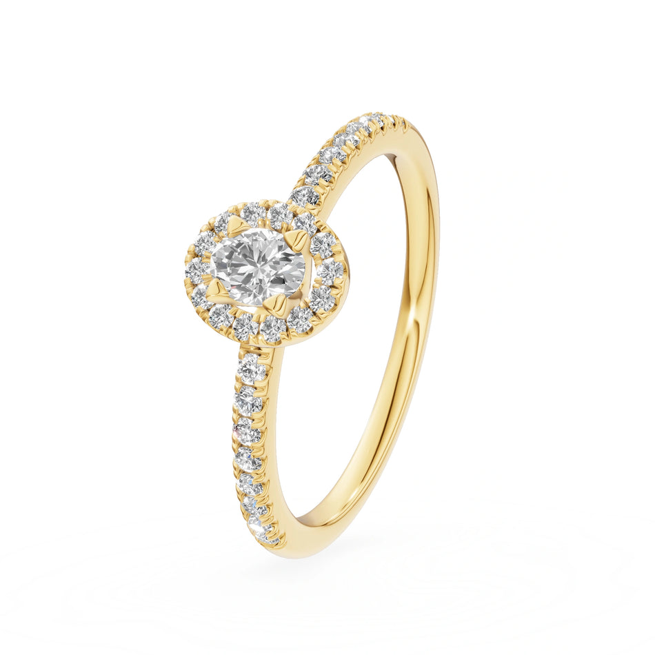 Gremari Seven Icon zásnubní prsten ze žlutého zlata s 0,15 ct lab-grown diamantem – Oval