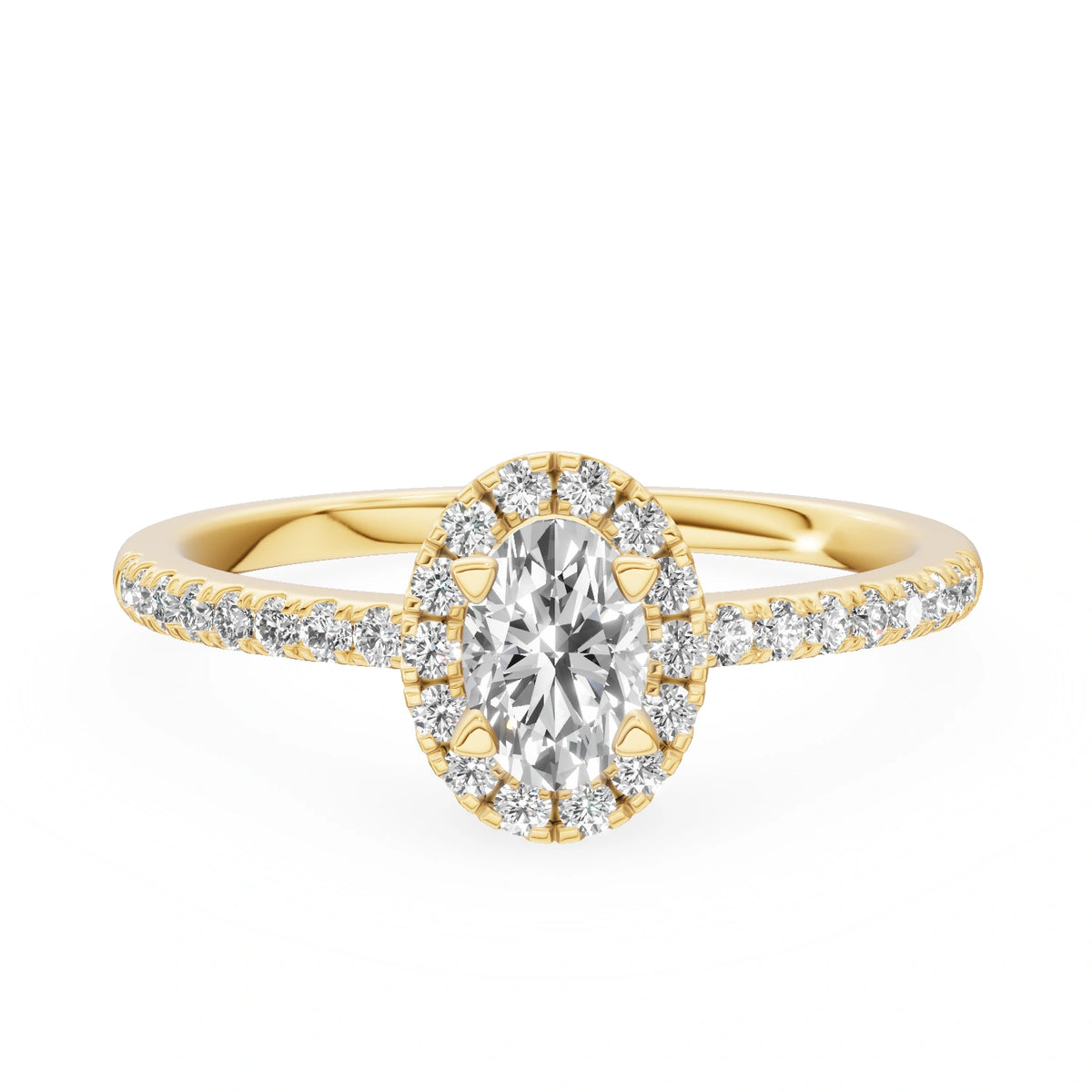 Yellow Gold 14K (585) Engagement Ring - Gremari Seven Icon with 0,30ct Lab Grown Diamond, Oval Cut