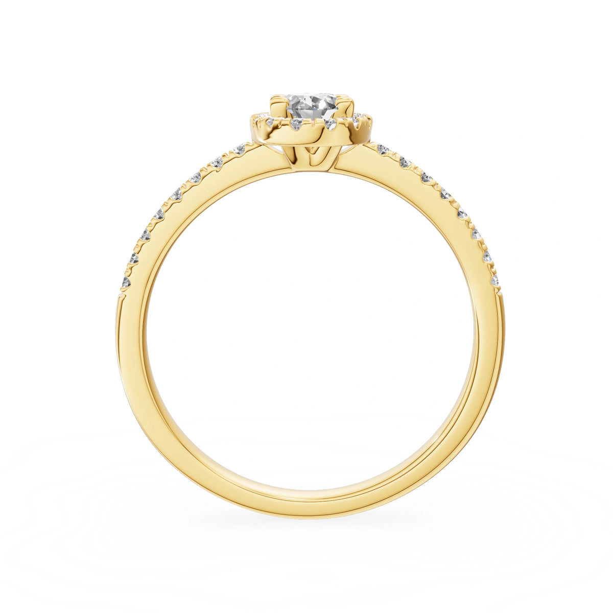 Yellow Gold 14K (585) Engagement Ring - Gremari Seven Icon with 0,30ct Lab Grown Diamond, Oval Cut