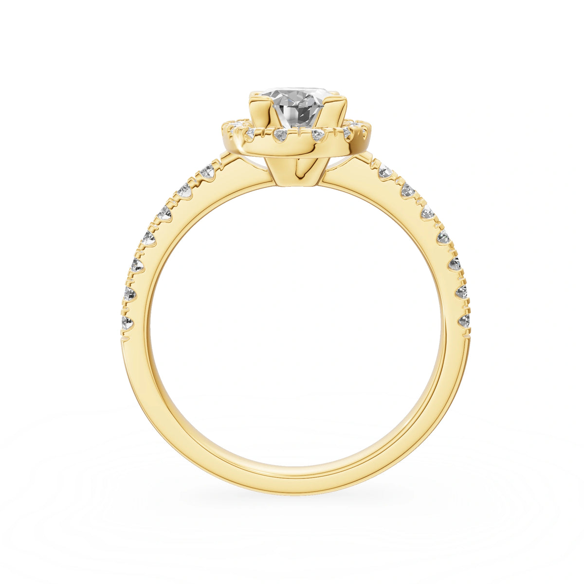 Bague de fiançailles en or jaune 14 carats (585) - Gremari Seven Promise avec diamant cultivé en laboratoire de 1,00 ct, taille ovale