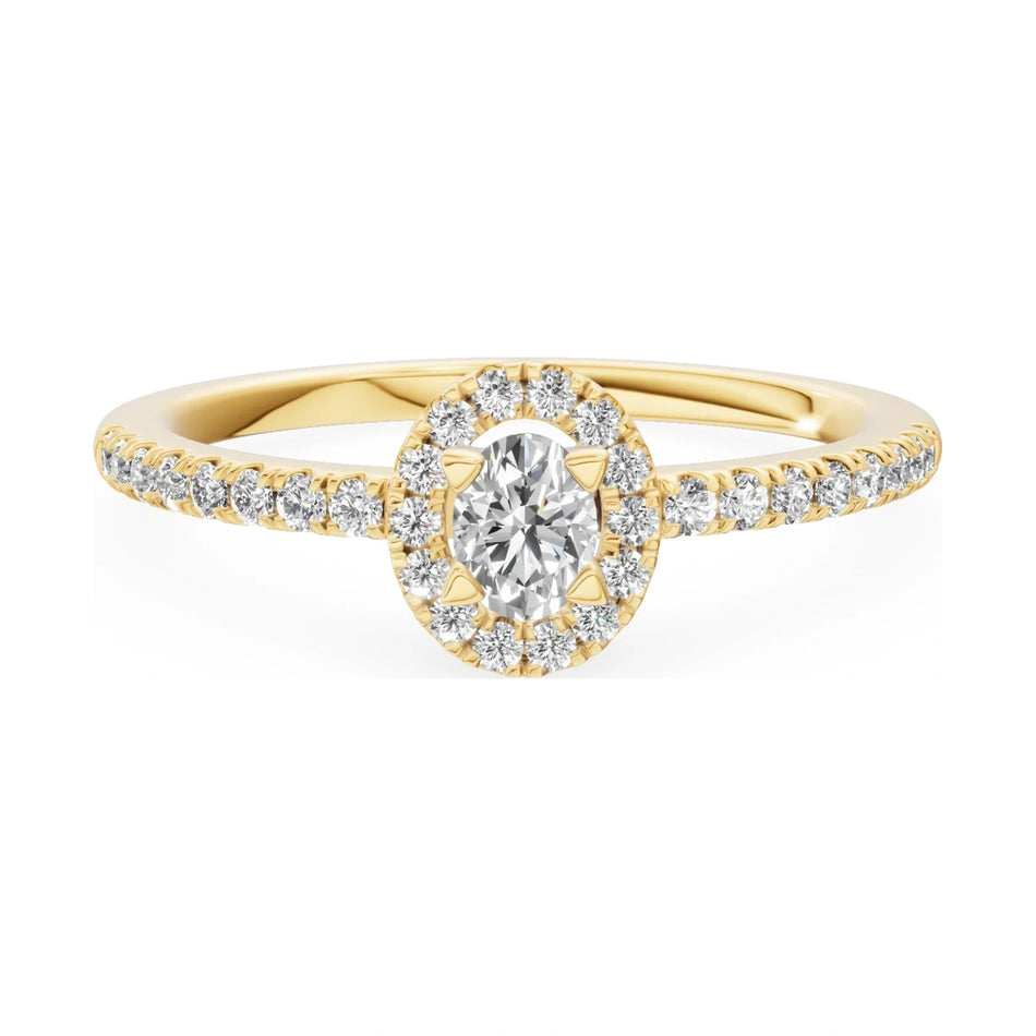 GREMARI Seven Icon 14K yellow gold engagement ring with 0.15 ct oval-cut natural diamond