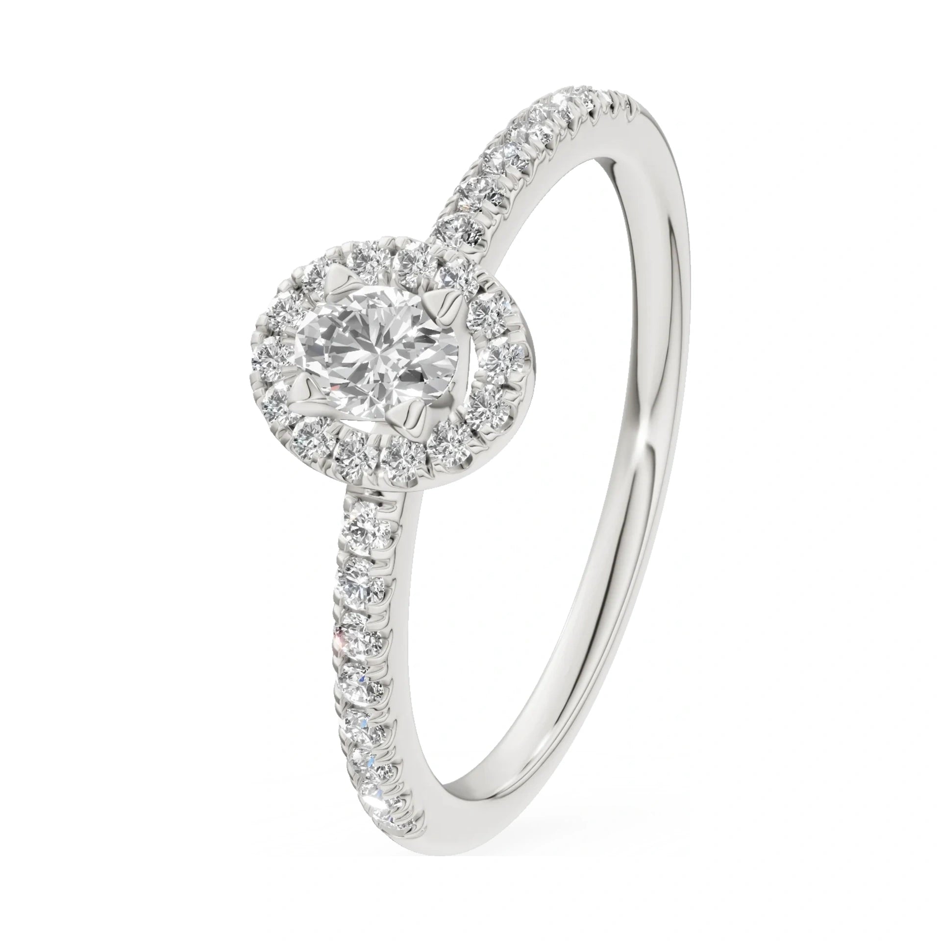 0.15 ct oval-cut natural diamond GREMARI Seven Icon engagement ring in 14K white gold