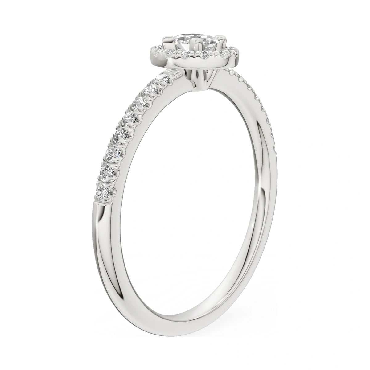 14K white gold GREMARI Seven Icon ring with 0.15 ct oval-cut natural diamond