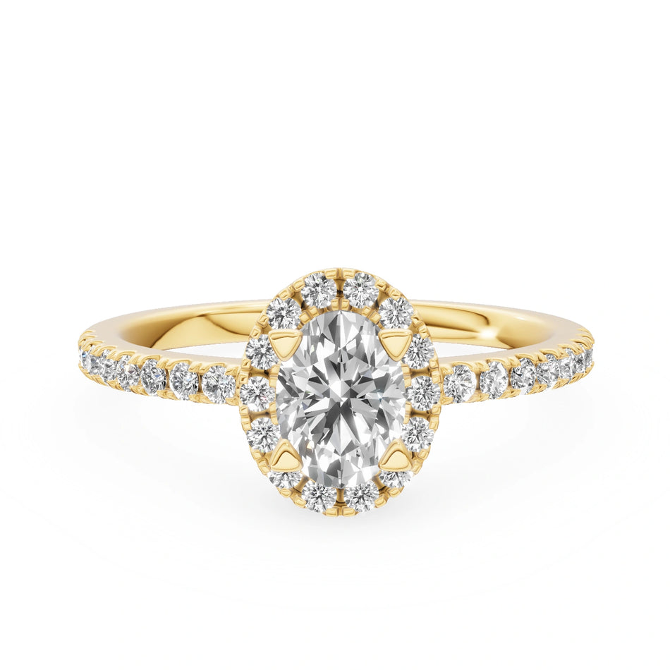 Yellow Gold 14K (585) Engagement Ring - Gremari Seven Icon with 0,50ct Diamond, Oval Cut