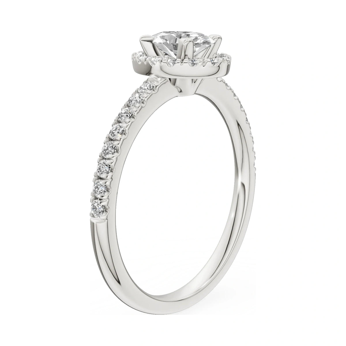 14K white gold GREMARI Seven Icon ring with 0.50 ct oval-cut natural diamond