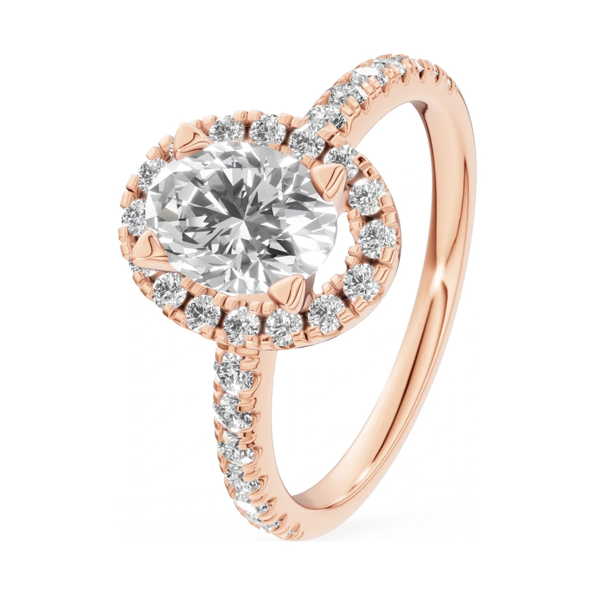 1.00 ct oval-cut natural diamond GREMARI Seven Icon engagement ring in 14K rose gold