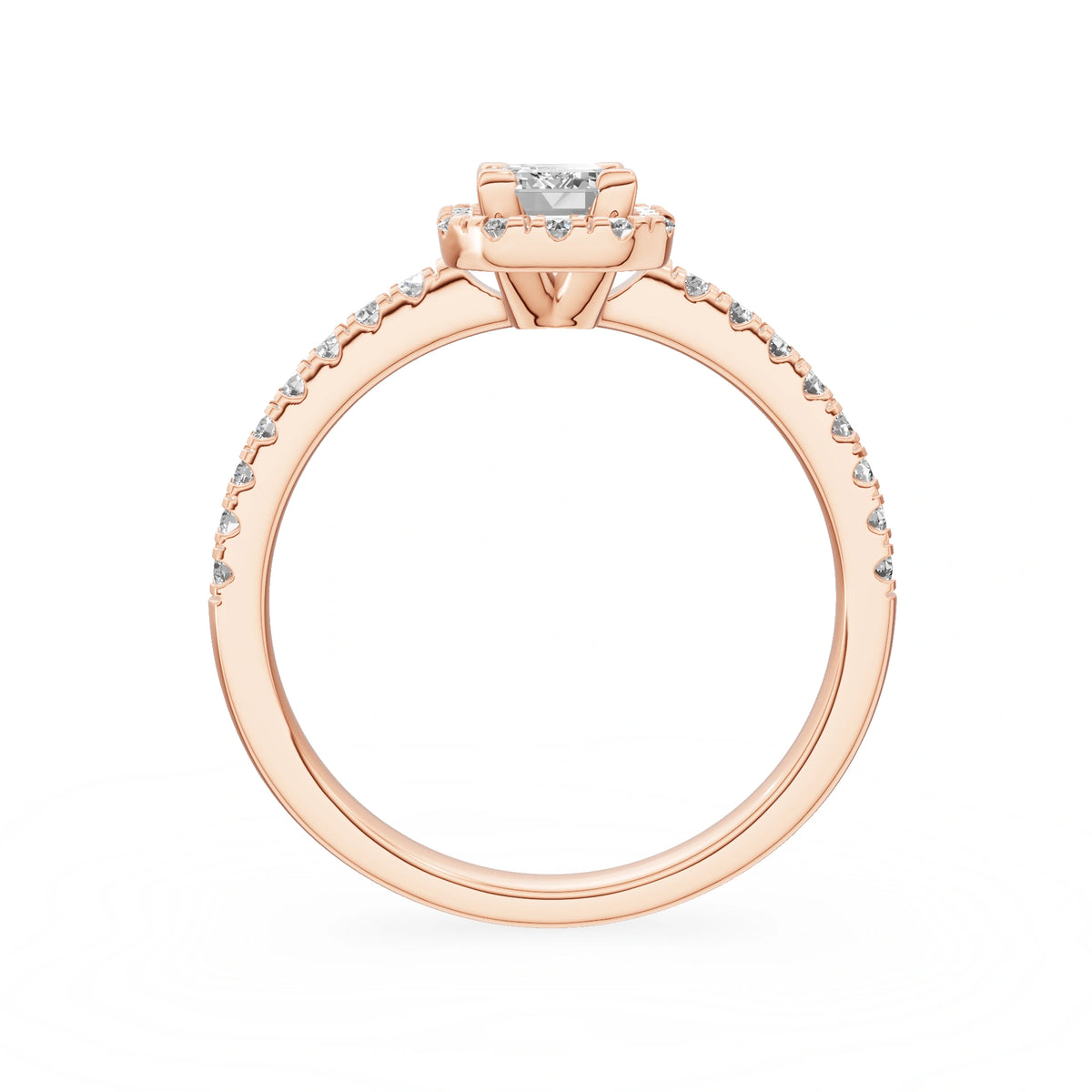 Bague de fiançailles en or rose 14K (585) - Gremari Seven Promise avec diamant cultivé en laboratoire 0,50 ct, taille émeraude