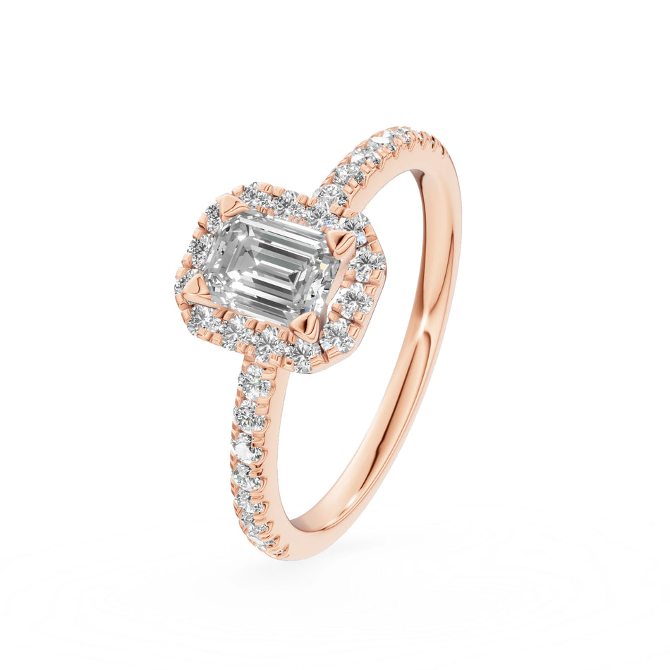 Rose Gold 14K (585) Engagement Ring - Gremari Seven Icon with 0,50ct Lab Grown Diamond, Emerald Cut
