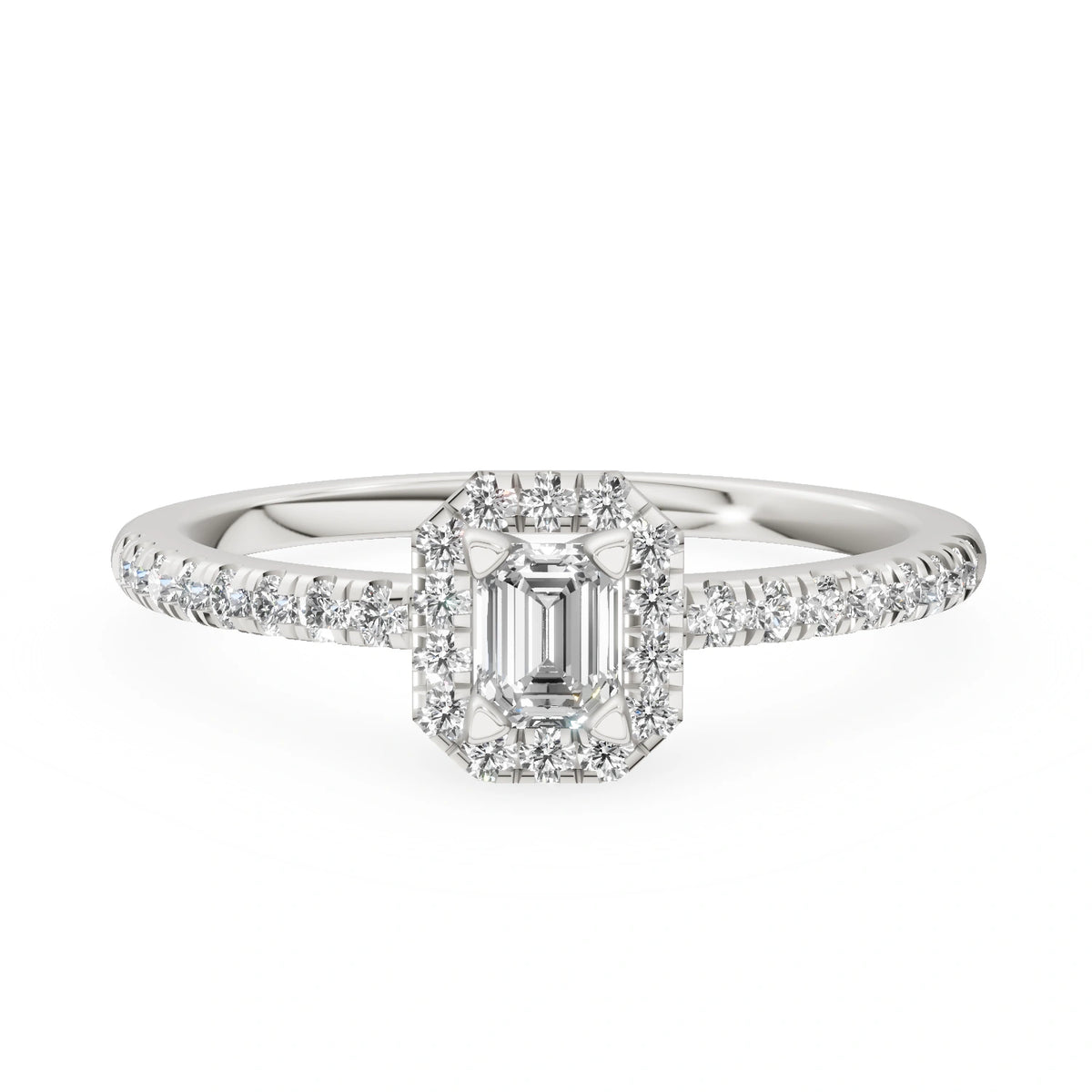 Gremari Seven Icon Verlobungsring aus Weißgold mit 0,15 ct Labordiamant – Emerald