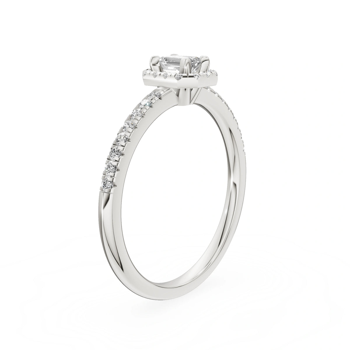 Gremari Seven Icon Verlobungsring aus Weißgold mit 0,15 ct Labordiamant – Emerald
