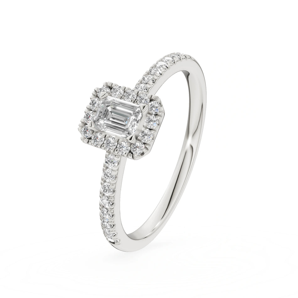 White Gold 14K (585) Engagement Ring - Gremari Seven Icon with 0,24ct Lab Grown Diamond, Emerald Cut