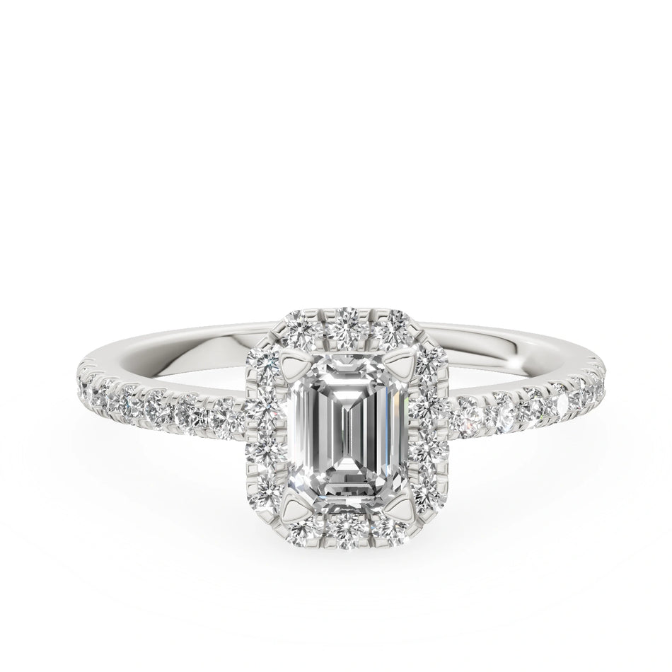 White Gold 14K (585) Engagement Ring - Gremari Seven Icon with 0,50ct Lab Grown Diamond, Emerald Cut