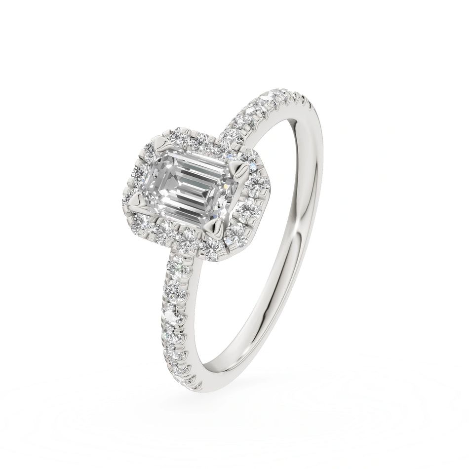 White Gold 14K (585) Engagement Ring - Gremari Seven Icon with 0,50ct Lab Grown Diamond, Emerald Cut