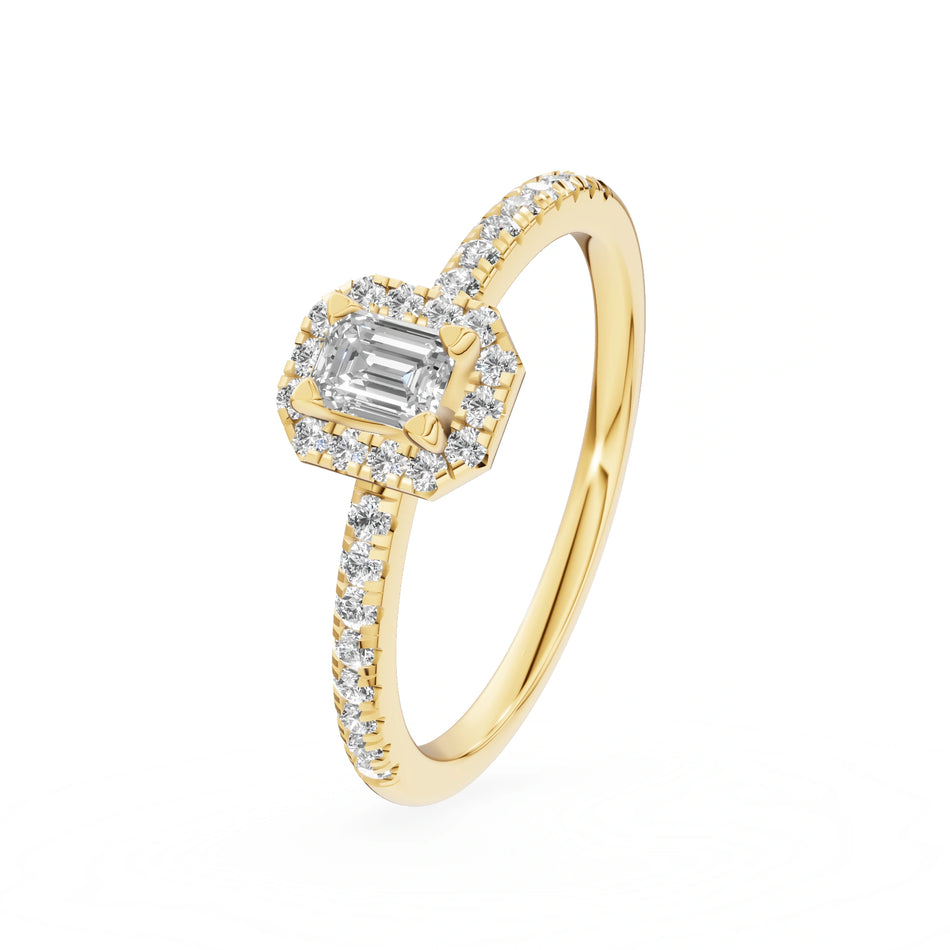 Gremari Seven Icon zásnubní prsten ze žlutého zlata s 0,15 ct lab-grown diamantem – Emerald
