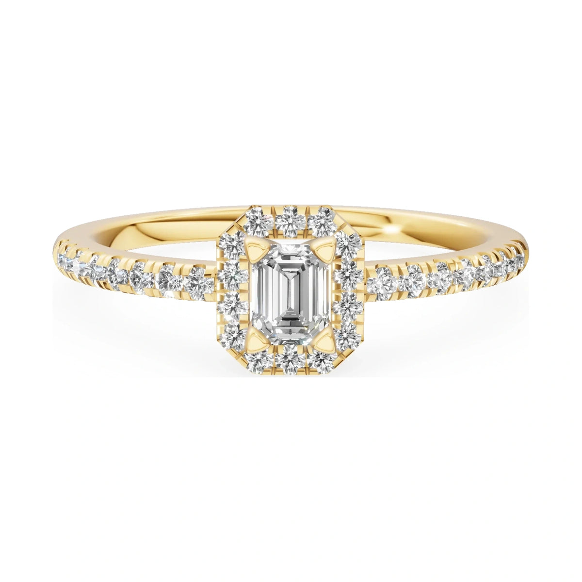 GREMARI Seven Icon 14K yellow gold engagement ring with 0.15 ct emerald-cut natural diamond