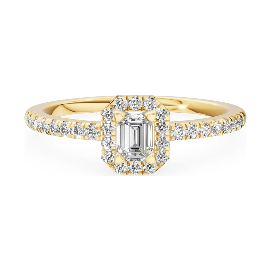 GREMARI Seven Icon 14K yellow gold engagement ring with 0.15 ct emerald-cut natural diamond
