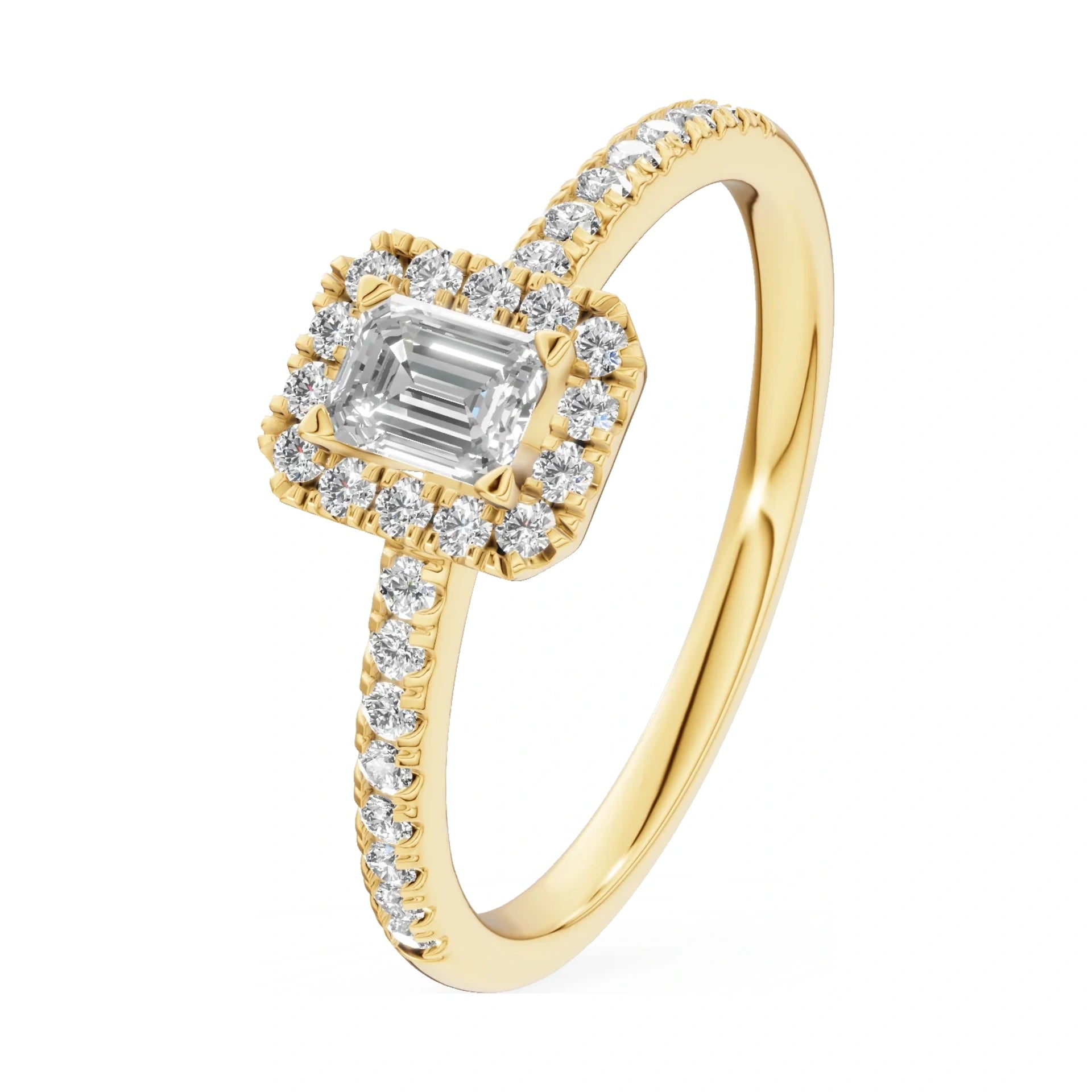 0.24 ct emerald-cut natural diamond GREMARI Seven Icon engagement ring in 14K yellow gold