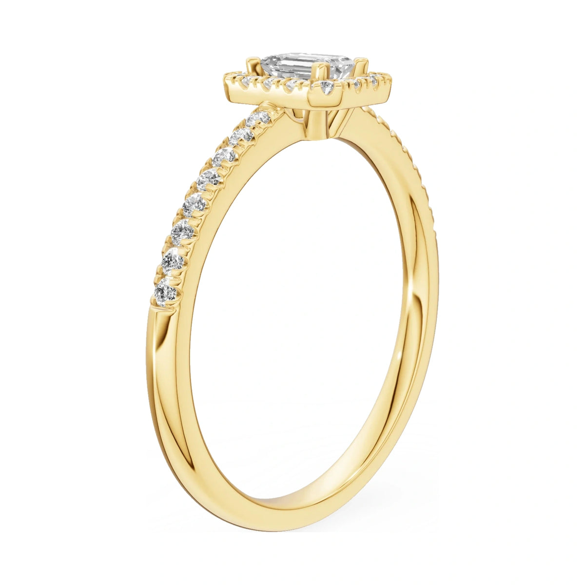 14K yellow gold GREMARI Seven Icon ring with 0.24 ct emerald-cut natural diamond