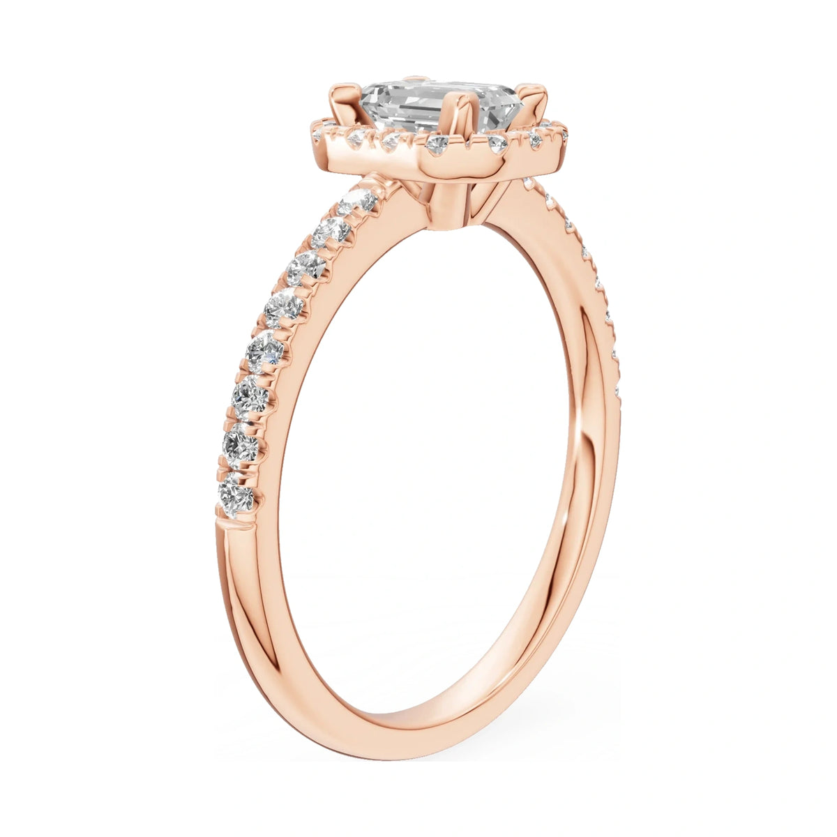 14K rose gold GREMARI Seven Icon ring with 0.50 ct emerald-cut natural diamond