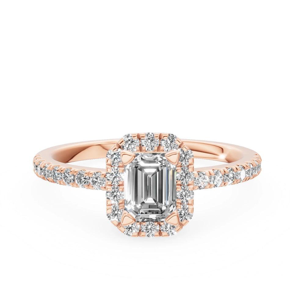 Rose Gold 14K (585) Engagement Ring - Gremari Seven Icon with 0,50ct Diamond, Emerald Cut