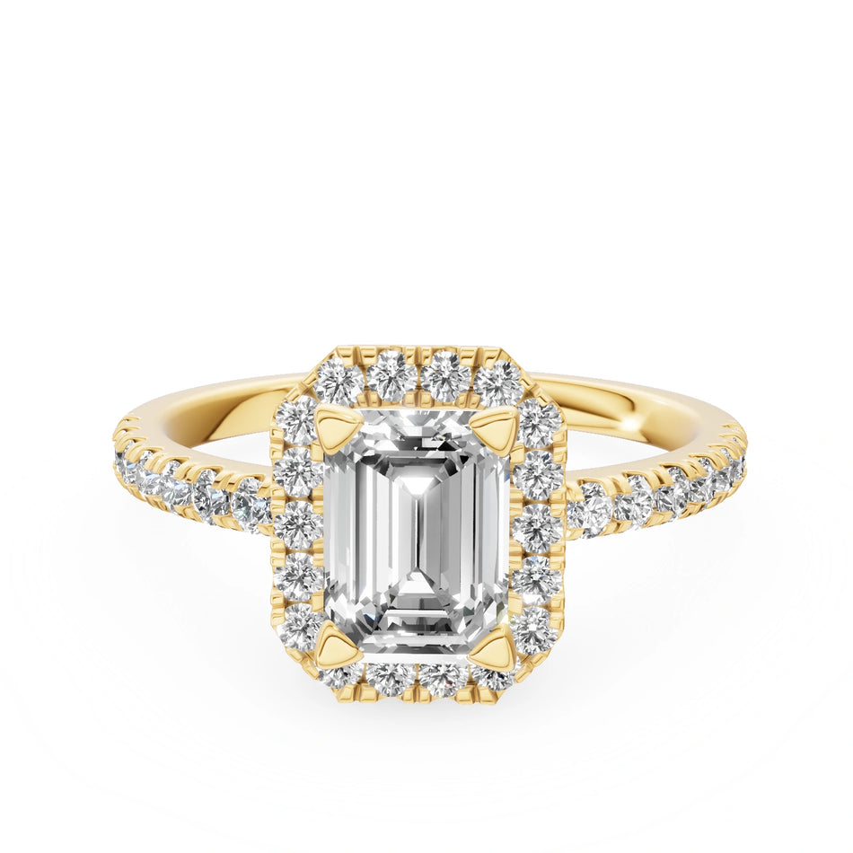 Yellow Gold 14K (585) Engagement Ring - Gremari Seven Icon with 1,00ct Diamond, Emerald Cut