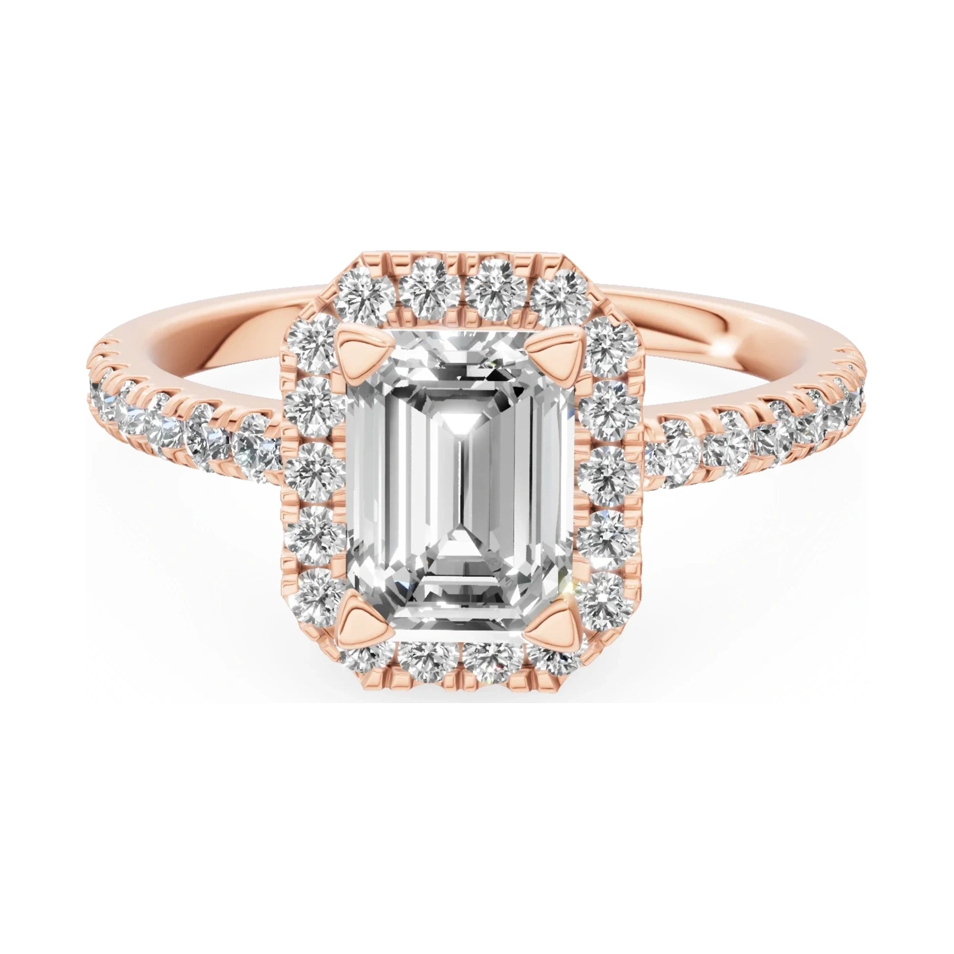 GREMARI Seven Icon 14K rose gold engagement ring with 1.00 ct emerald-cut natural diamond