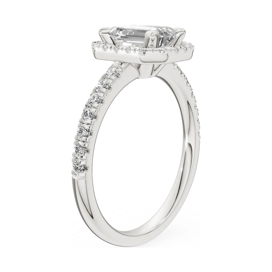 14K white gold GREMARI Seven Icon ring with 1.00 ct emerald-cut natural diamond