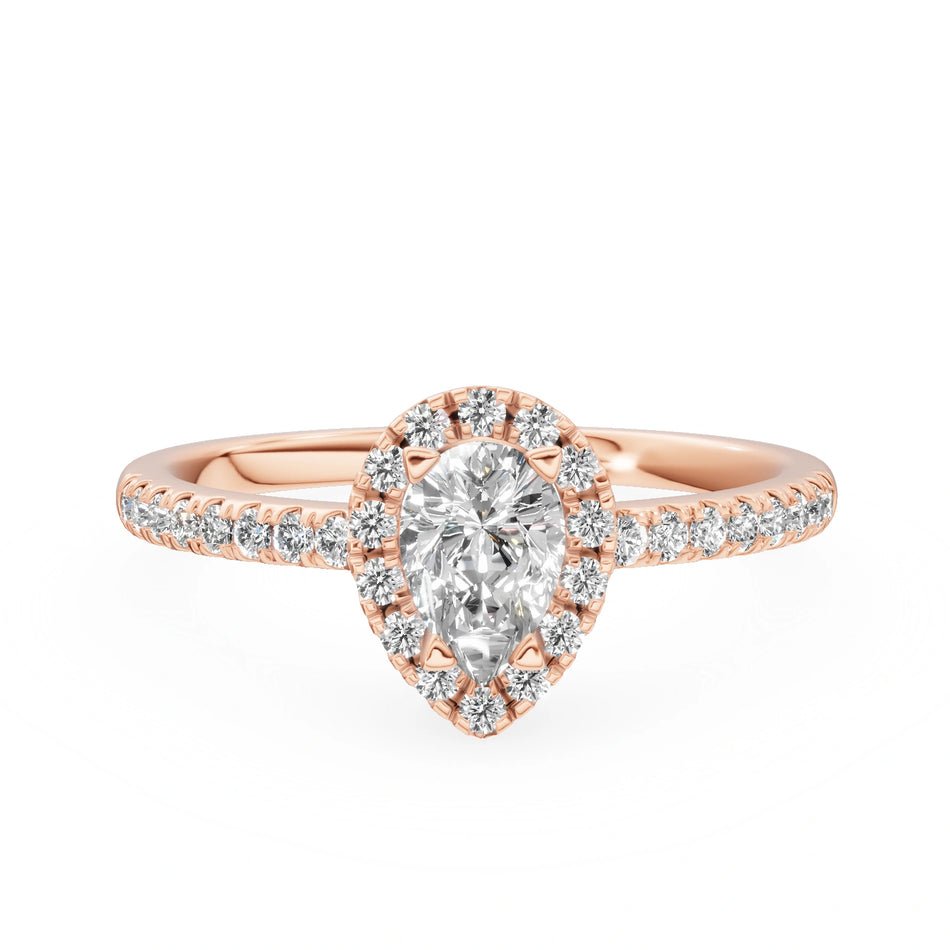 Rose Gold 14K (585) Engagement Ring - Gremari Seven Icon with 0,30ct Lab Grown Diamond, Pear Cut