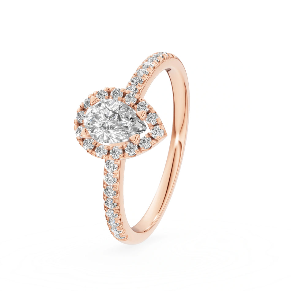 Rose Gold 14K (585) Engagement Ring - Gremari Seven Icon with 0,30ct Lab Grown Diamond, Pear Cut