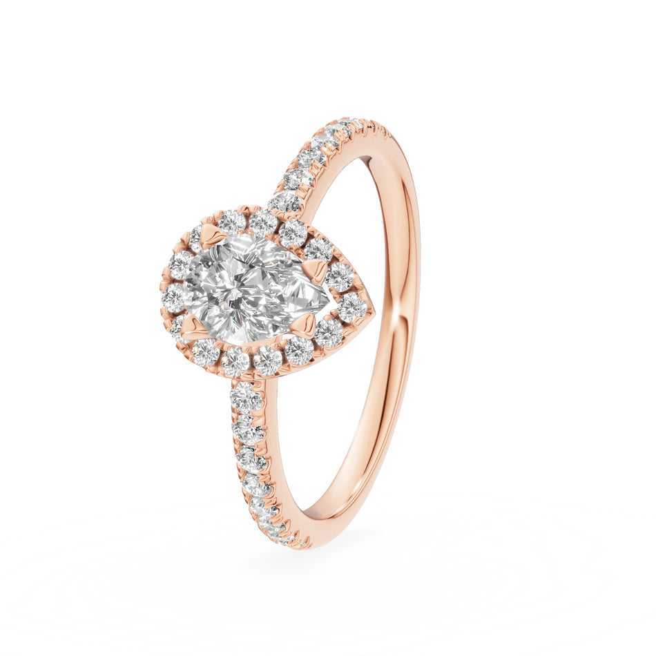 Rose Gold 14K (585) Engagement Ring - Gremari Seven Icon with 0,50ct Lab Grown Diamond, Pear Cut
