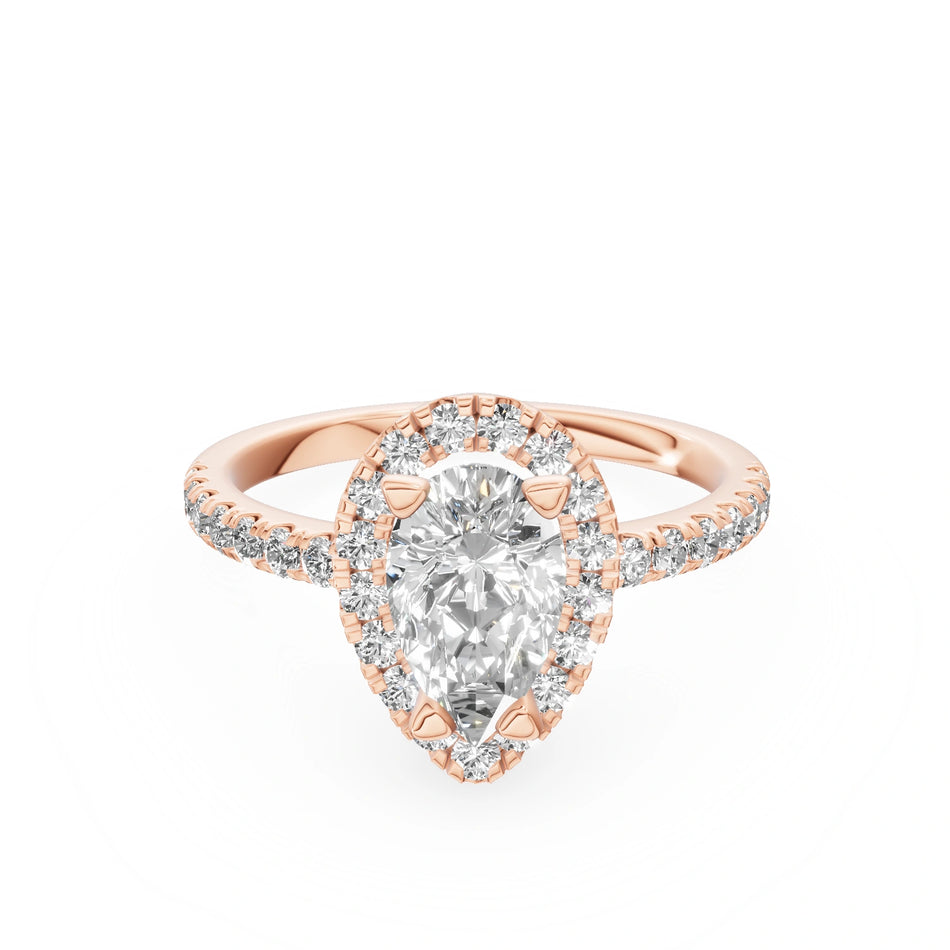 Rose Gold 14K (585) Engagement Ring - Gremari Seven Icon with 1,00ct Lab Grown Diamond, Pear Cut