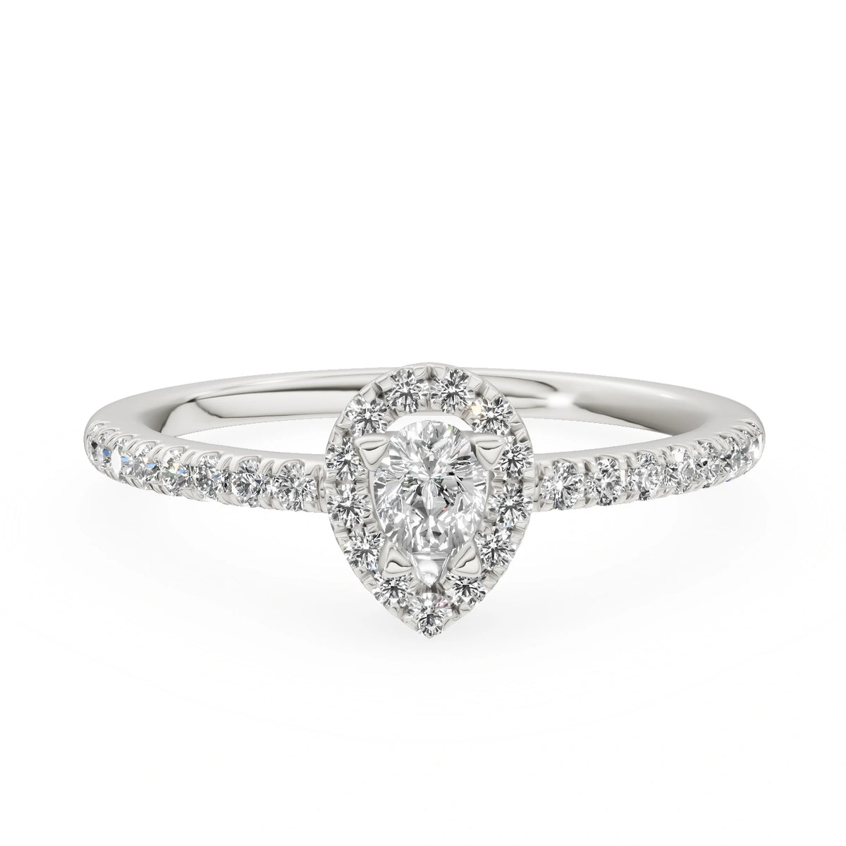 Gremari Seven Icon zásnubný prsteň z bieleho zlata s 0,15 ct lab-grown diamantom – Pear