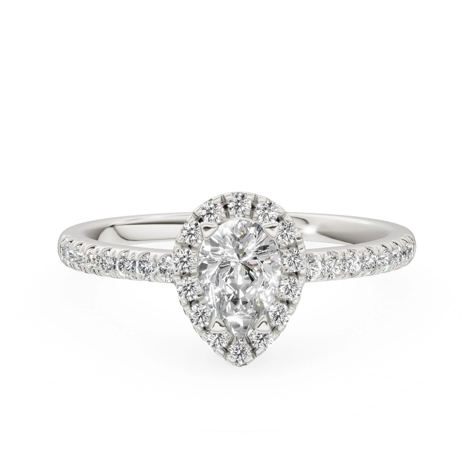 White Gold 14K (585) Engagement Ring - Gremari Seven Icon with 0,30ct Lab Grown Diamond, Pear Cut