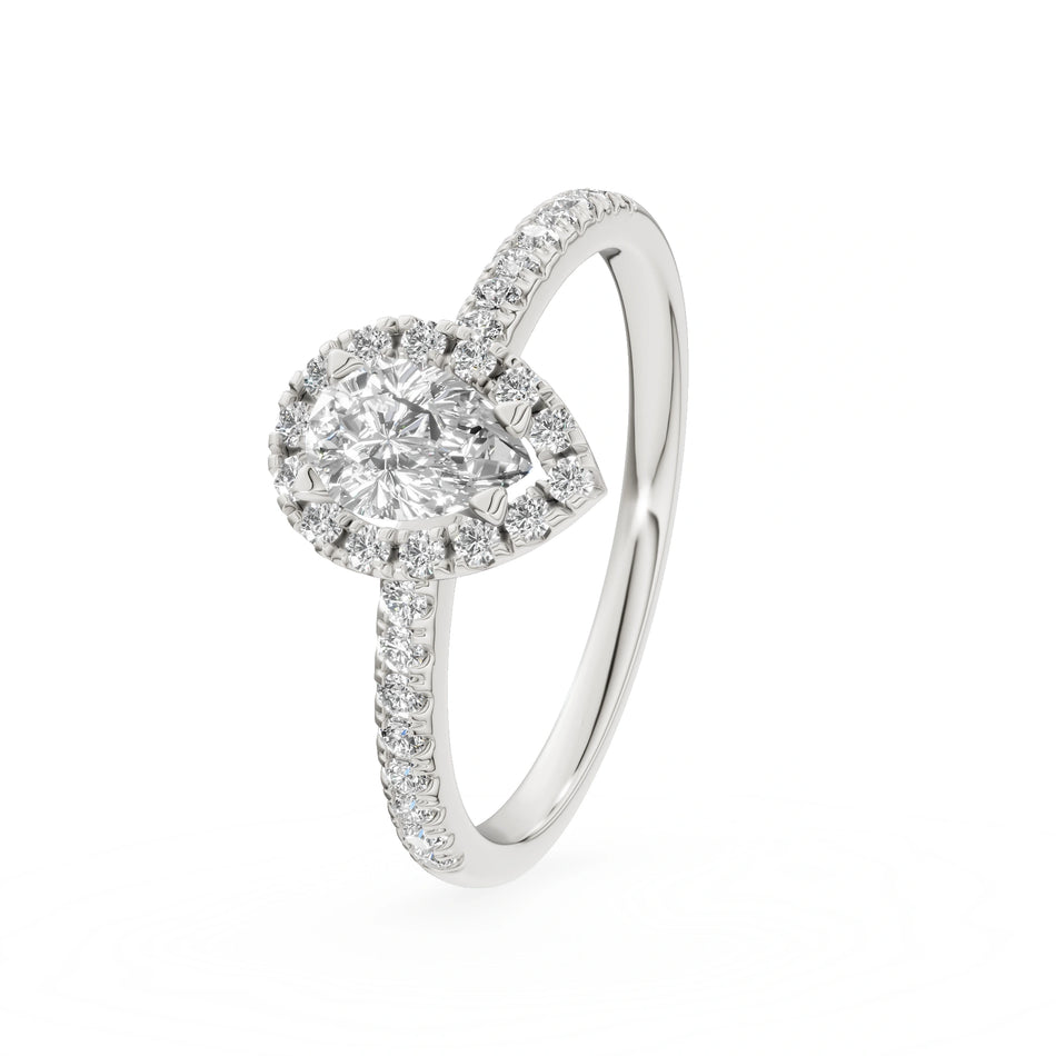 White Gold 14K (585) Engagement Ring - Gremari Seven Icon with 0,30ct Lab Grown Diamond, Pear Cut