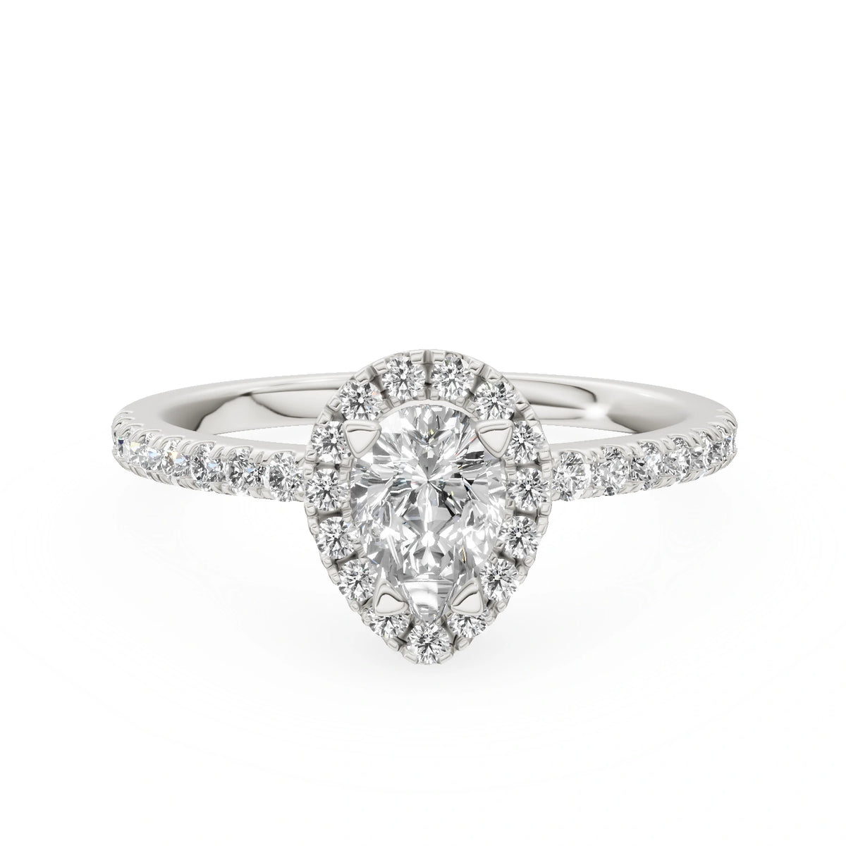 Bague de fiançailles en or blanc 14 carats (585) - Gremari Seven Promise avec diamant cultivé en laboratoire de 0,50 ct, taille poire