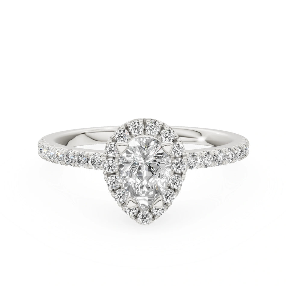 White Gold 14K (585) Engagement Ring - Gremari Seven Icon with 0,50ct Lab Grown Diamond, Pear Cut
