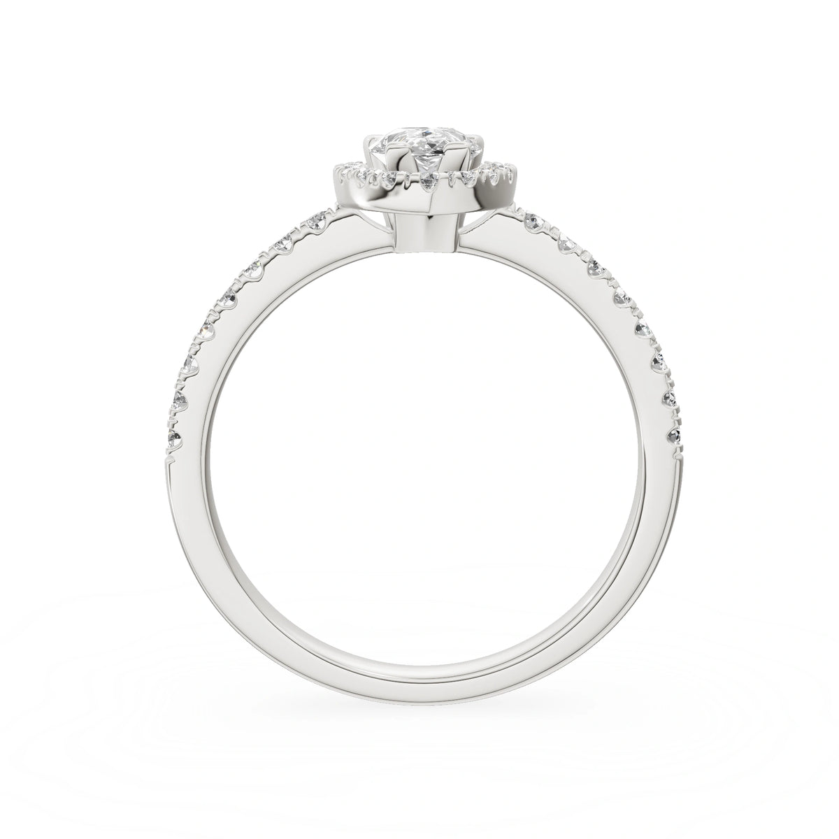 Bague de fiançailles en or blanc 14 carats (585) - Gremari Seven Promise avec diamant cultivé en laboratoire de 0,50 ct, taille poire