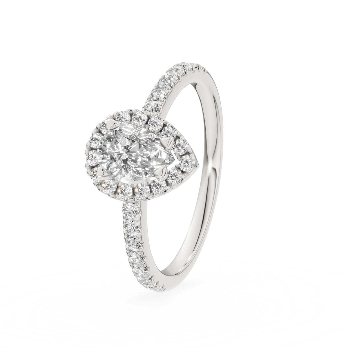 Bague de fiançailles en or blanc 14 carats (585) - Gremari Seven Promise avec diamant cultivé en laboratoire de 0,50 ct, taille poire