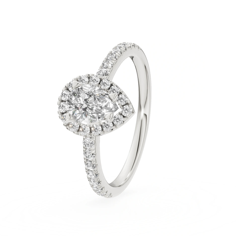 White Gold 14K (585) Engagement Ring - Gremari Seven Icon with 0,50ct Lab Grown Diamond, Pear Cut