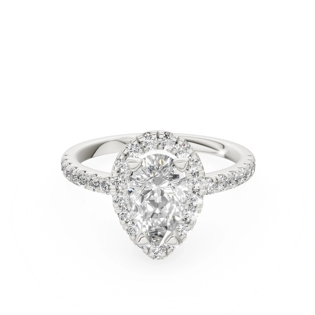 Gremari Seven Icon Verlobungsring aus Weißgold mit 1,00 ct Labordiamant – Pear
