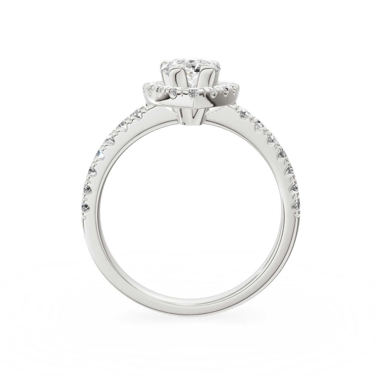 Gremari Seven Icon Verlobungsring aus Weißgold mit 1,00 ct Labordiamant – Pear