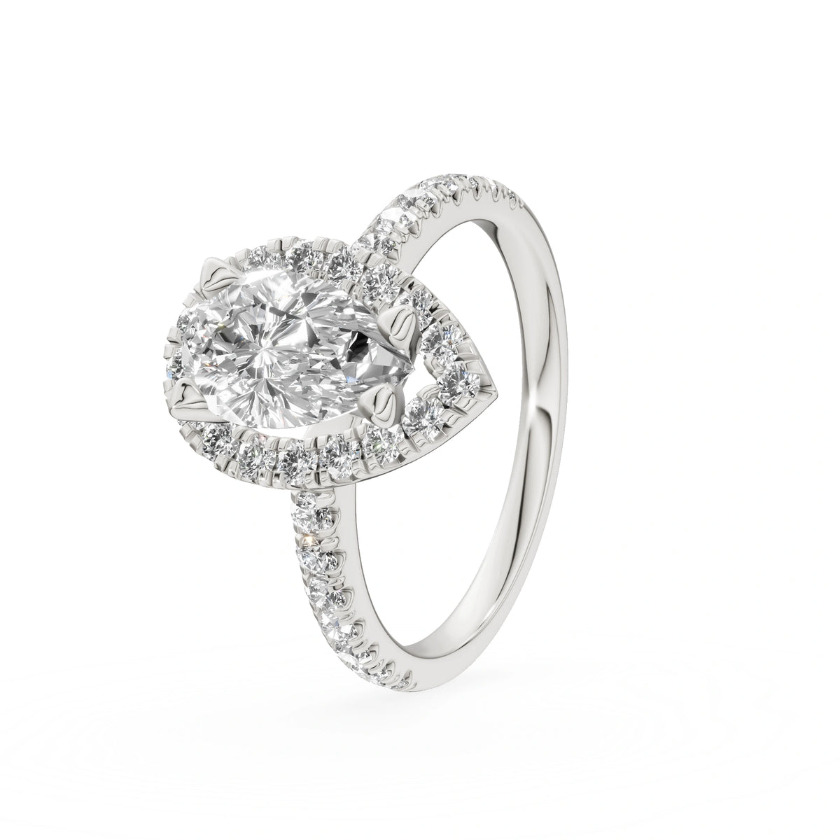 Gremari Seven Icon Verlobungsring aus Weißgold mit 1,00 ct Labordiamant – Pear