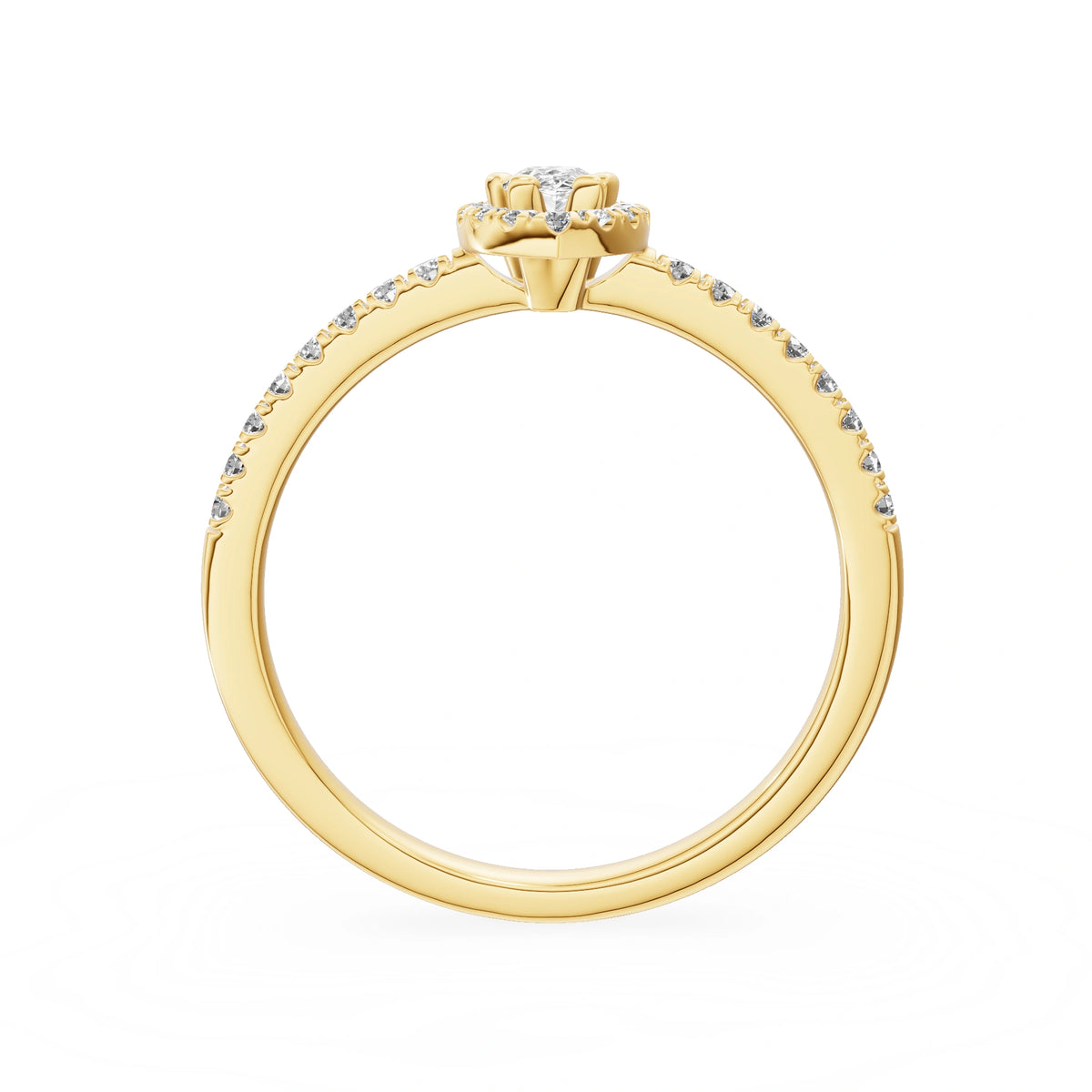 Yellow Gold 14K (585) Engagement Ring - Gremari Seven Icon with 0,15ct Lab Grown Diamond, Pear Cut